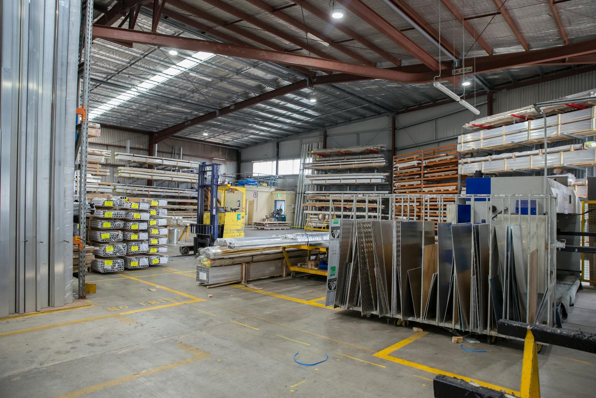 Stainless Steel 316 sheets and plates stored in industrial warehouse